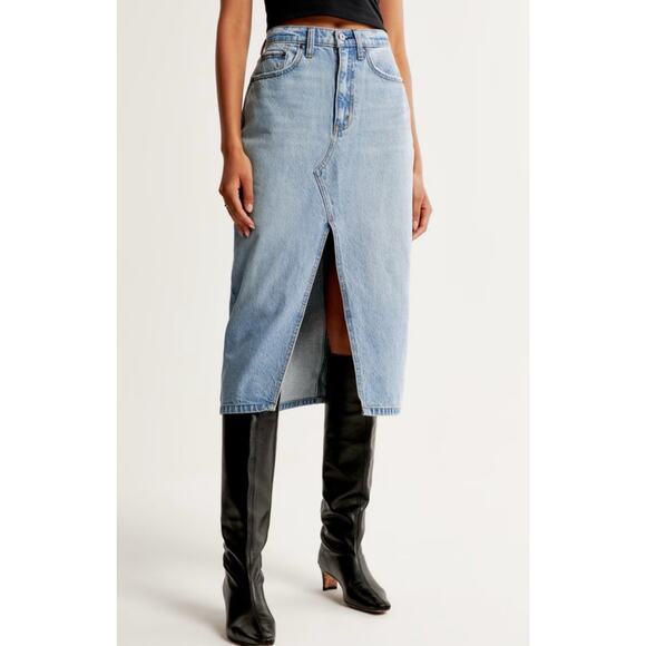 Abercrombie Denim Cargo Midi Skirt Size 33 /16P - Picture 1 of 9